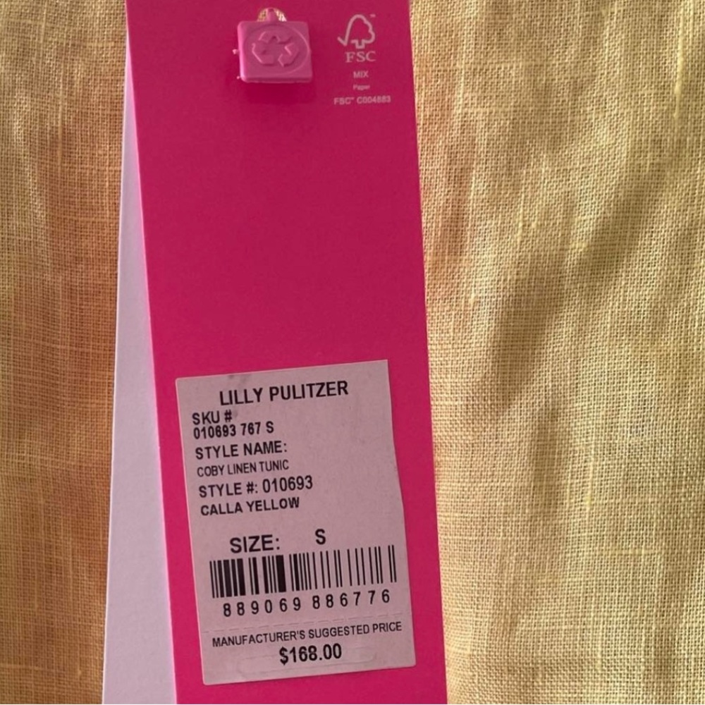 Lilly Pulitzer Yellow Tunic with Pink Embroidery - Picture 7 of 7